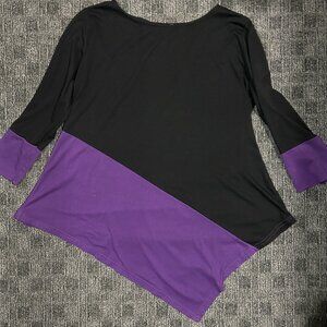 Dresswel black/purple asymmetrical pointed hem tunic top goth XL
